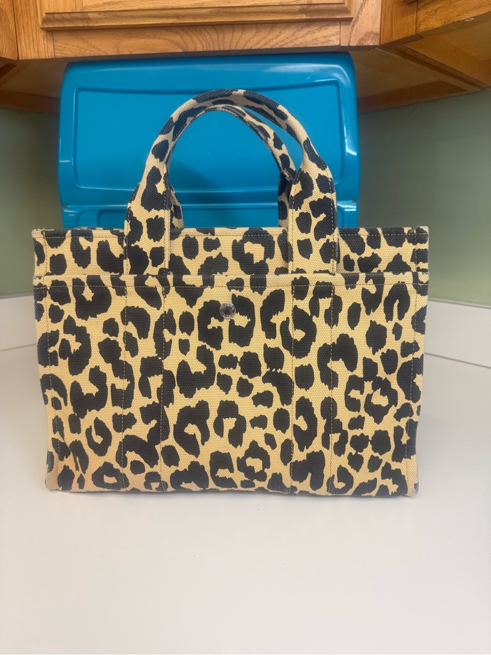 Coach Leopard-Print Canvas Tote in Black and Tan - Picture 3 of 3